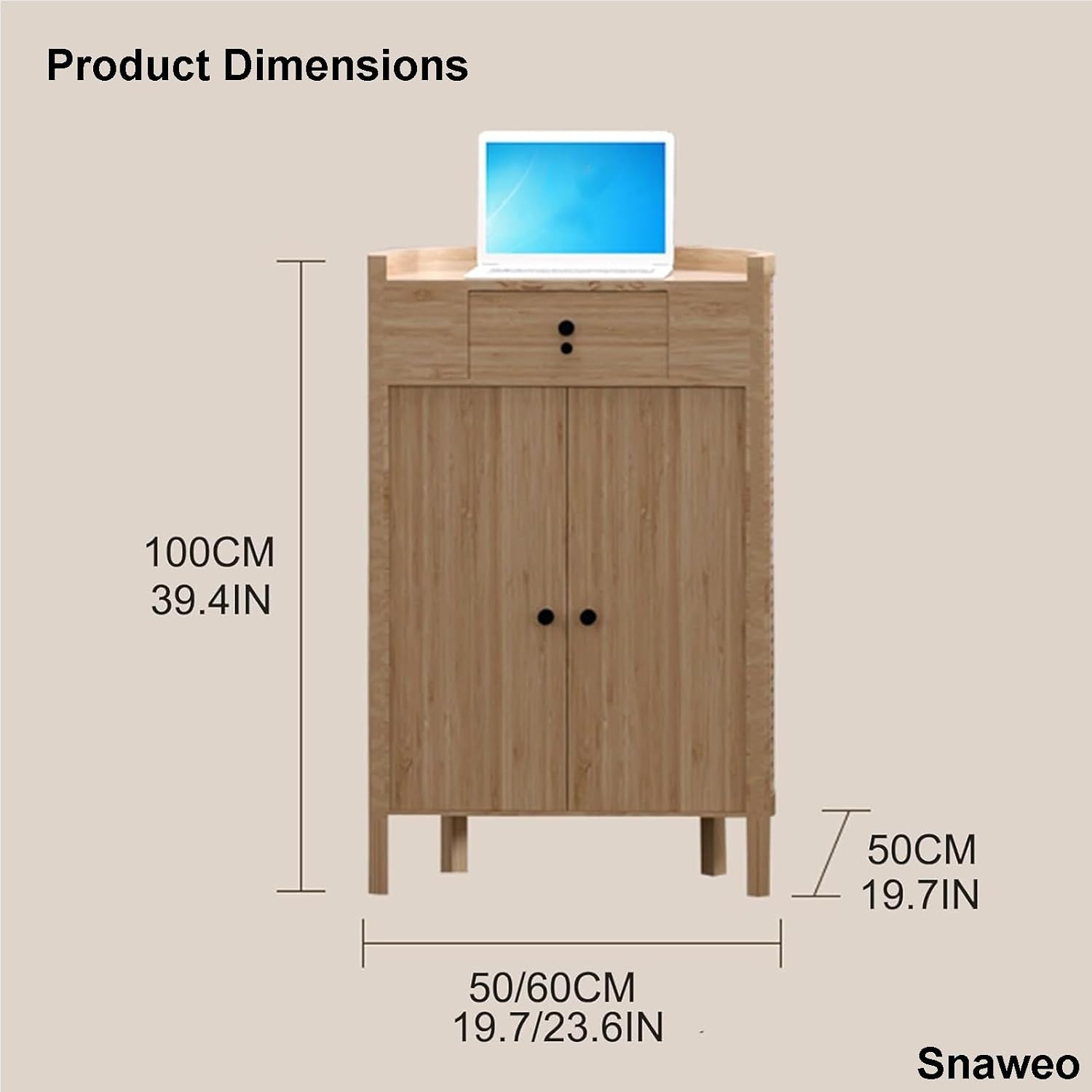 Front Desk, Small Reception Desk, Reception Counter with Locking Drawer and Storage Cabinet, Retail Counter Table for Salon, Lobby, Shop, Office Reception Room(Wood Color B,50cm/19.6in)