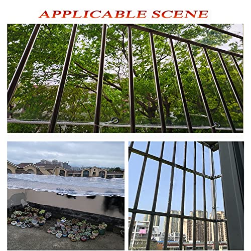 Outdoor Garden Arbours Transparent Tarpaulin (4.2 x 10 m/13.7 x 32.8 ft) 0.35 mm Thick Waterproof Tarpaulin Tear-Resistant Wind Protection Canopies Included Rope and Cable Tie Foldable Rain Cover - Image 5