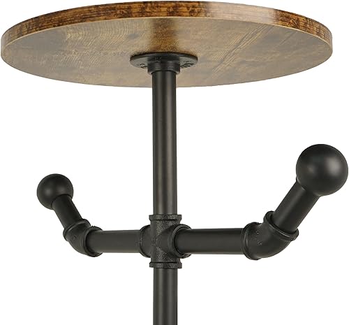 Miniatura 5 de uyoyous Estante de metal rústico para sombreros, soporte de exhibición independiente para sombreros con ruedas, organizador industrial para