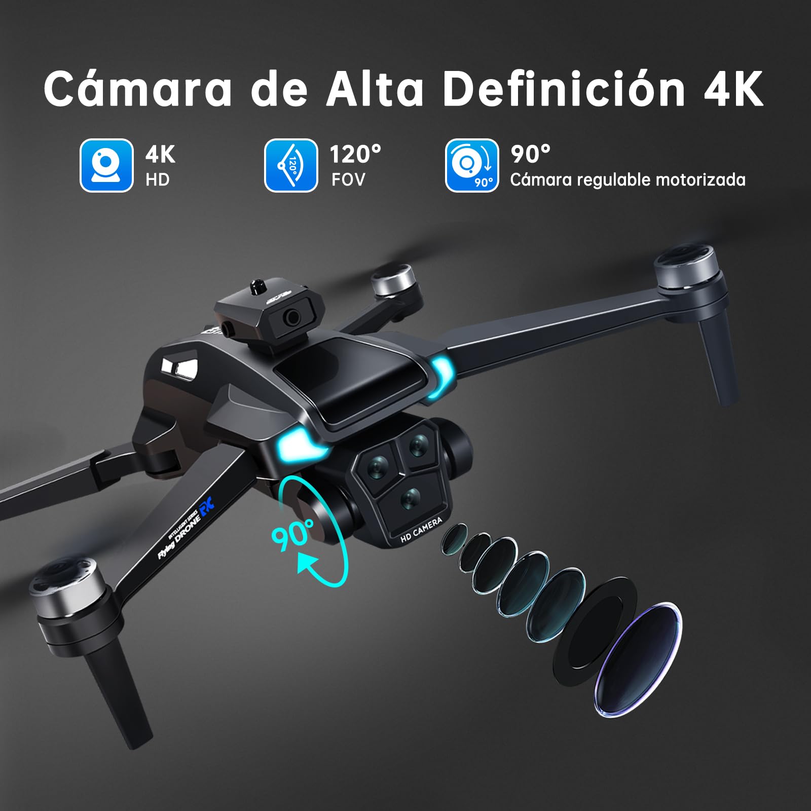 Dron con 4K HD Cámara para Adultos y Principiantes, 40+ min de Vuelo (2 Baterías),Mini Quadcopter RC Plegable WIFI con Motor Sin Escobillas, Doble Cámara, Selfies con Gestos
