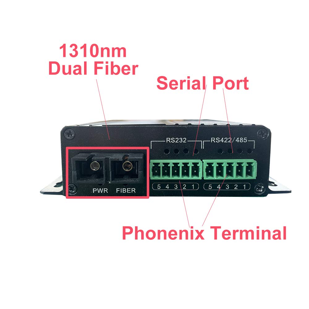 Un par de convertidores serie a fibra RS232 RS485 RS422 módem óptico 1310 nm conector SC de fibra dual para interruptor de concentrador de PC
