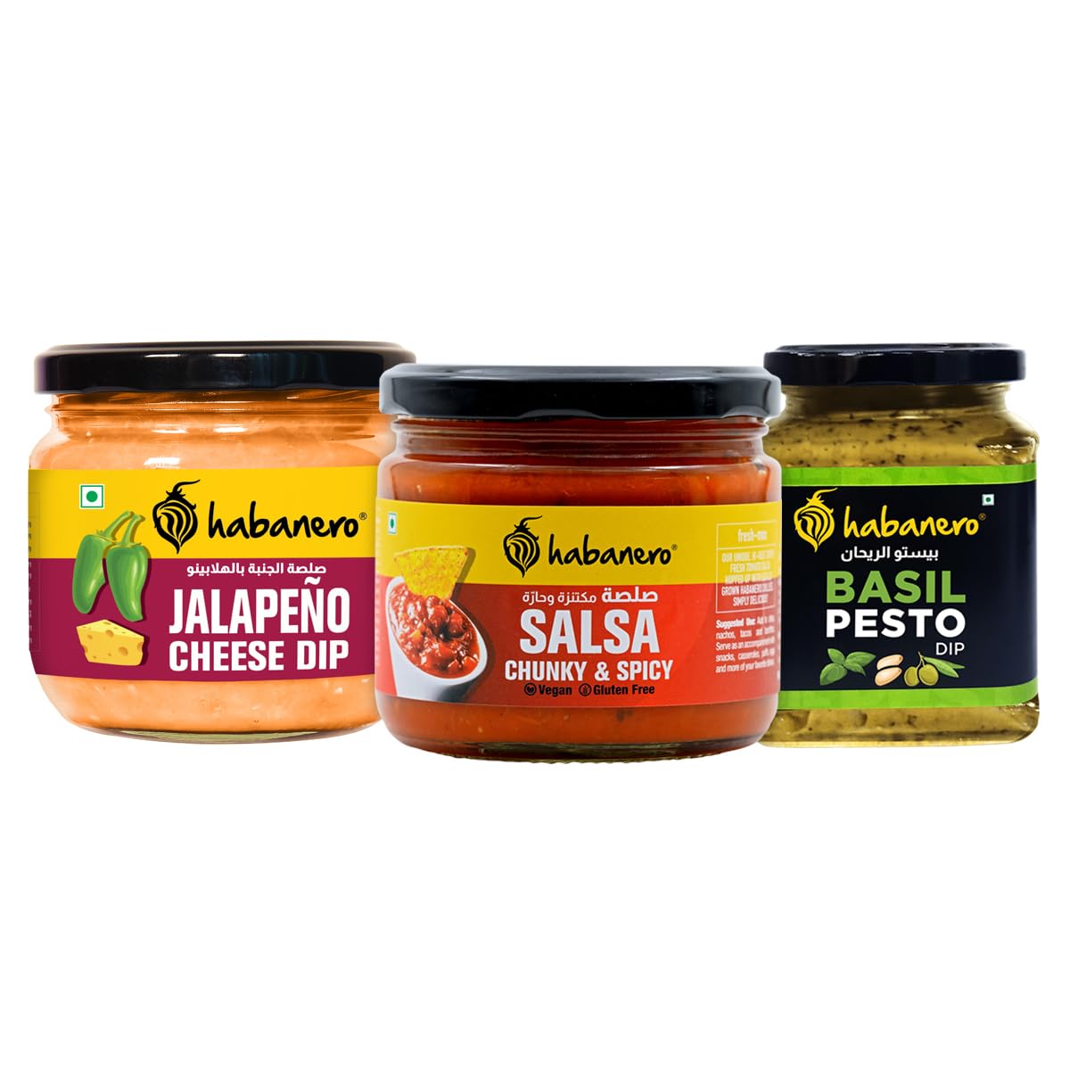 dip combo| Habanero Best Ever Spicy Dips 3-in-1 Combo Pack - Basil Pesto (200g), Spicy Salsa (270g), Jalapeno Cheese Dip (300g) - Dip, Spread, Cook and serve along with pasta and nachos. (B0CPVKZ9T9) Amazon Price History, Amazon Price Tracker