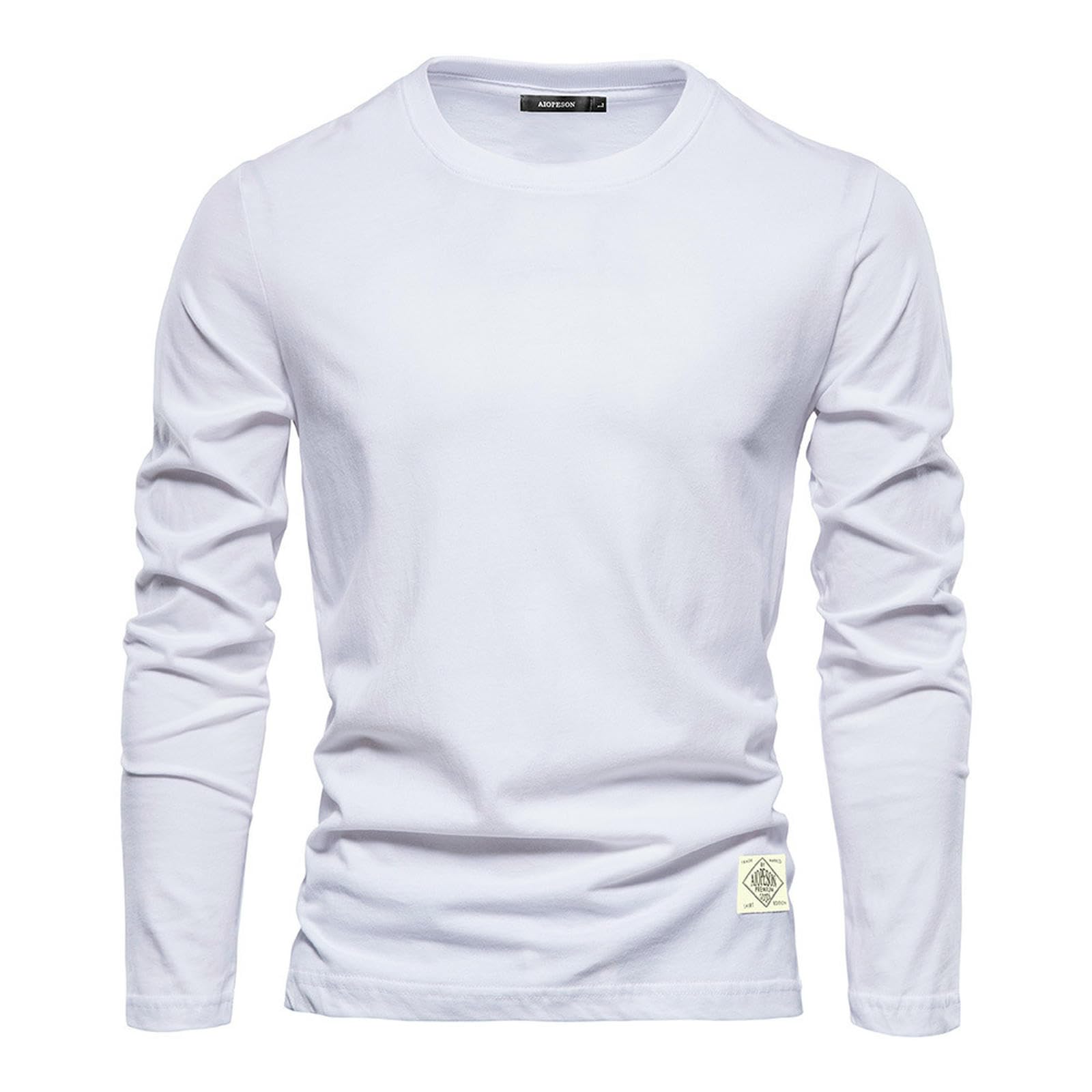 Męski T-shirt z długim rękawem T-shirty męskie, okrągły dekolt, długie koszule basi-ciemnoszary-s