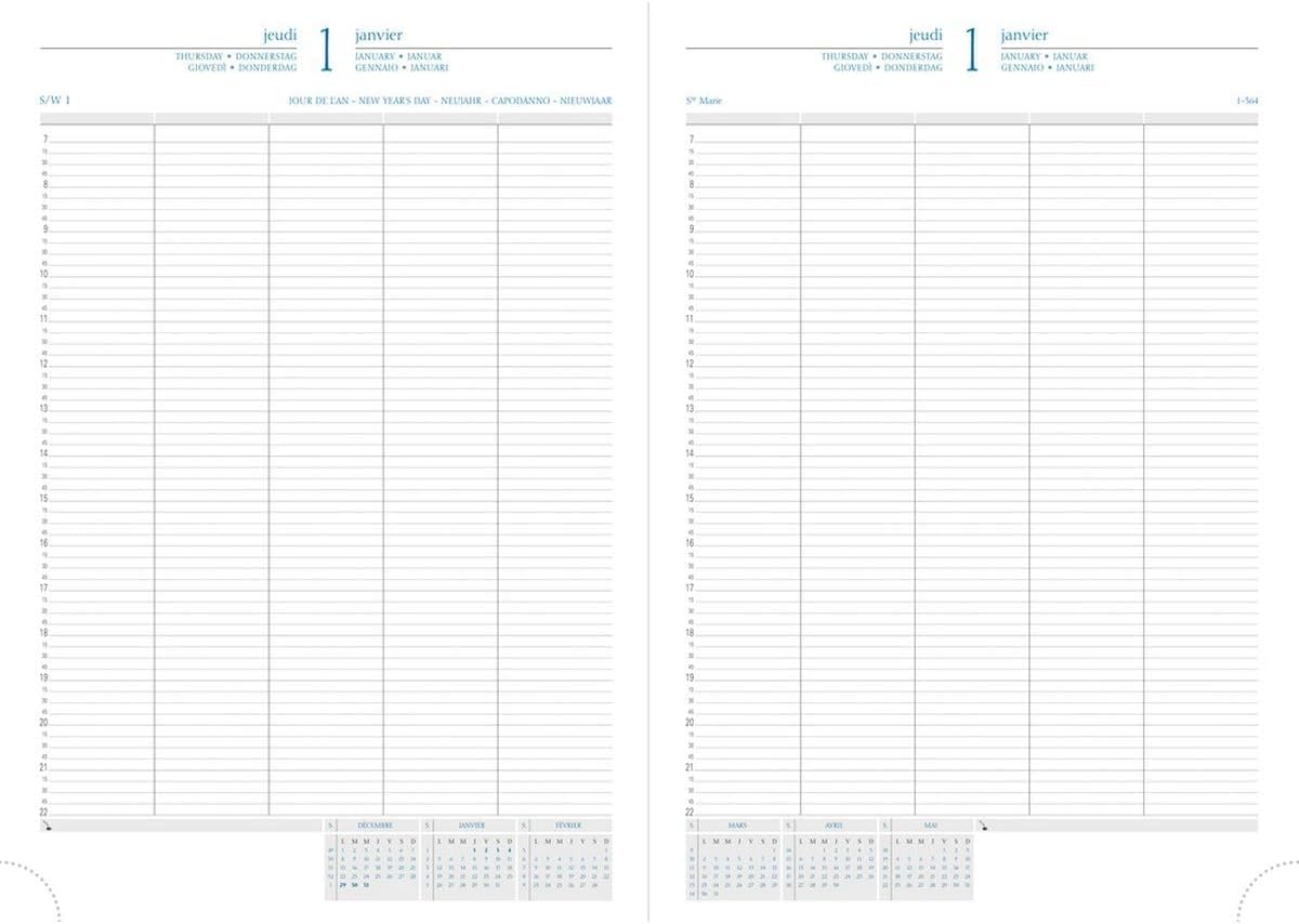 Exacompta - 29422E - Agenda giornaliera con 2 pagine al giorno 29/2 Barbara - per planning 10 utenti - Dimensione 21 x 29,7 cm - gennaio - dicembre 2026 - Colori Nero
