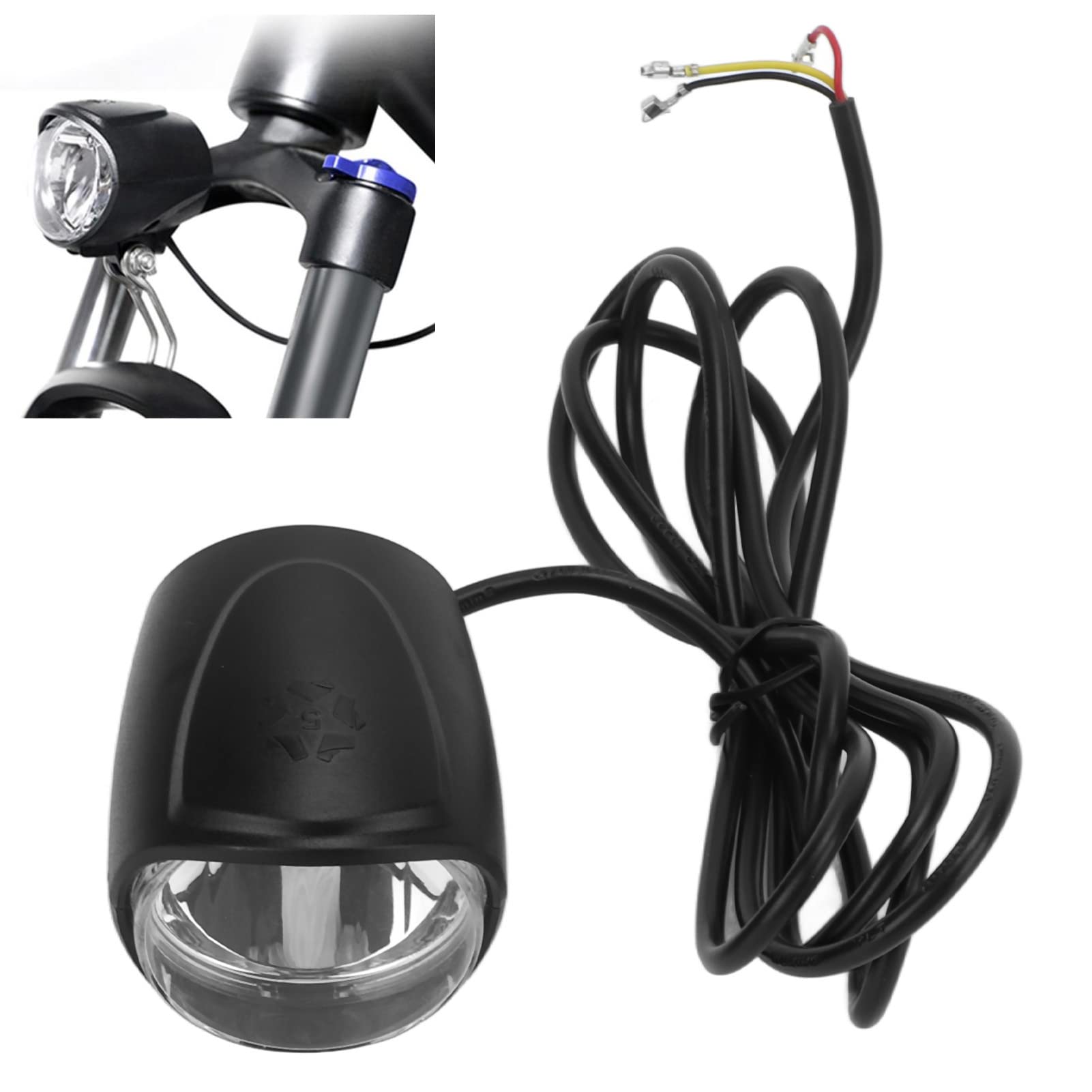 Faro per bicicletta elettrica, fanale anteriore a LED 2 in 1 24V‑80V con clacson Faro per bicicletta elettrica per ciclismo all'aperto