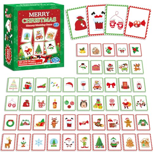 50 Pairs Merry Christmas Memory Matching Game