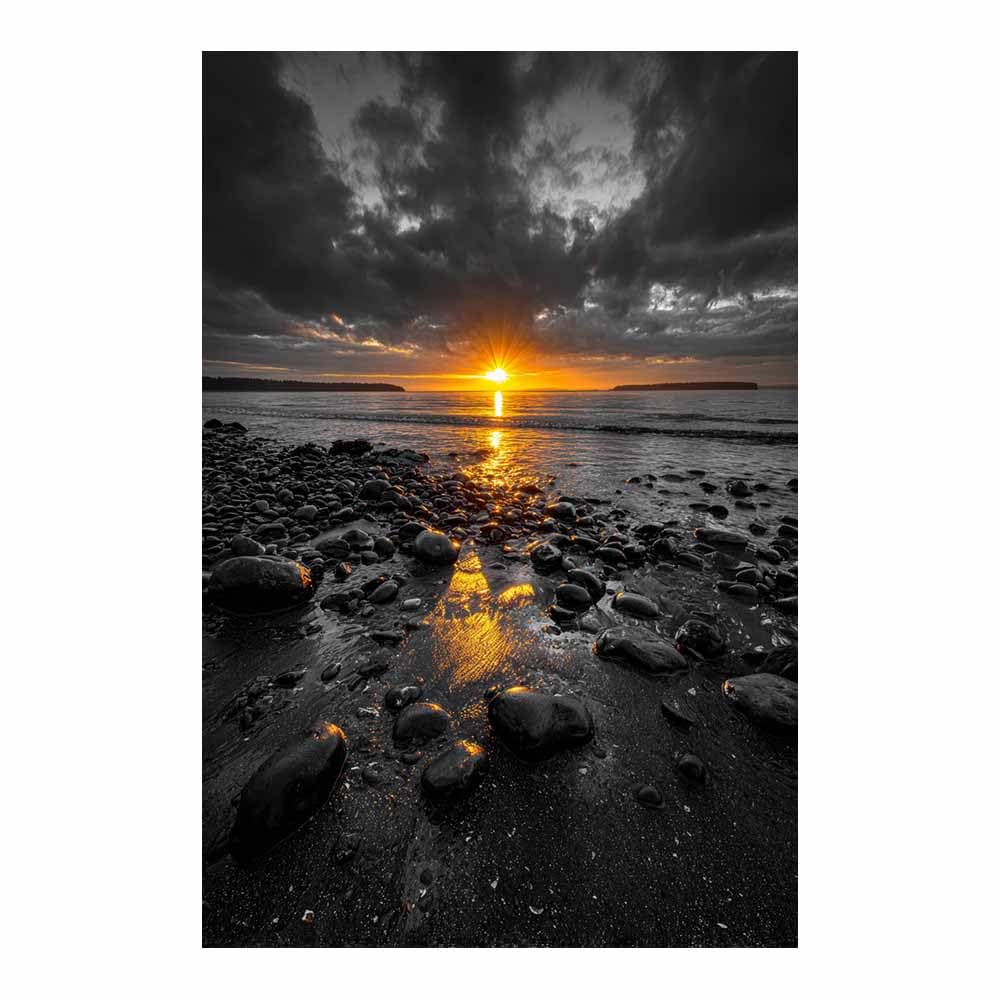 HOQIU Canvas Wall Art Black Sand Sunset Views canvas art, art print, house decor, bedroom wall decor above bed, prints for living room.(Multicolor)-80x120cm Unframed