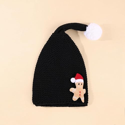 Miniatura 4 de Kayotuas Gorro de punto de Navidad para niños con pan de jengibre lindo gorro con pompones suministros de fiesta de Navidad