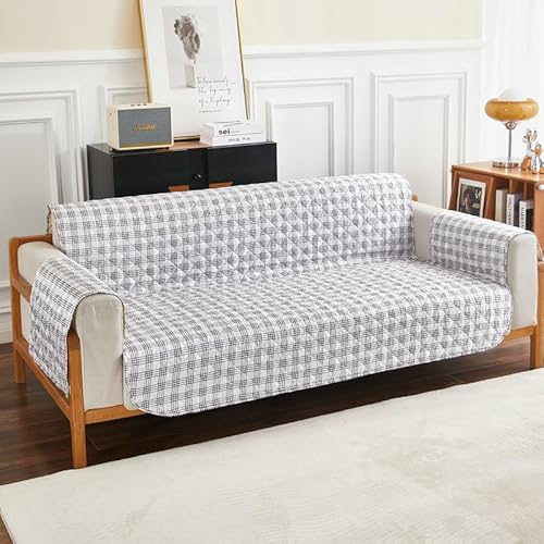 JinweiS カウチカバー プリント ソファクッション ホワイト リクライニングチェアカバー リビングルーム用 ソファ用 簡単フィット 洗濯可能 家具 46 x 74.4インチ