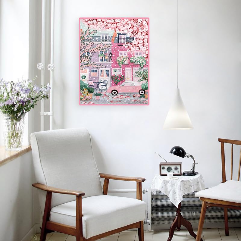 Image of Pink Store Stamped Cross Stitch Kits for Beginner,11CT Needlepoint Kits | Cherry Blossom Needlepoint Counted Cross Stitch Embroidery Kits for Adults,Dimensions Counted Cross Stitch Patterns Crafts