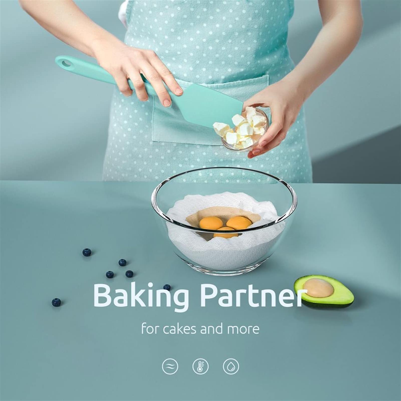 Espatula Cocina Cocina de 2 piezas Espátula Silicona Horneado Espátula Pastelería Herramienta Pastel Decoración de la espátula de hielo para cocinar, hornear y mezclar Espatula Reposteria