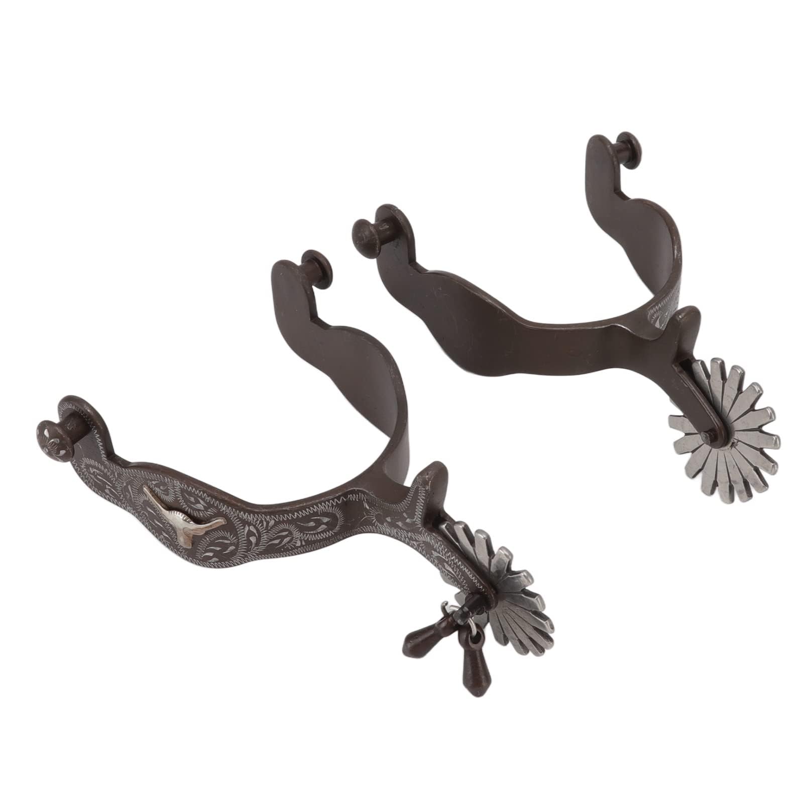 1 Par De Espuelas De Caballo con Estampado Vintage para Equitación, Hechas De Acero Al Carbono, para Accesorios De Equipos De Talabartería