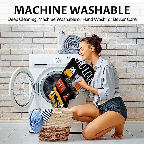 Construction Truck Blanket Gifts - 30x40 Inches Funny Throw Blanket for Boys - Black Soft Fuzzy Excavator Blankets for Couch & Office