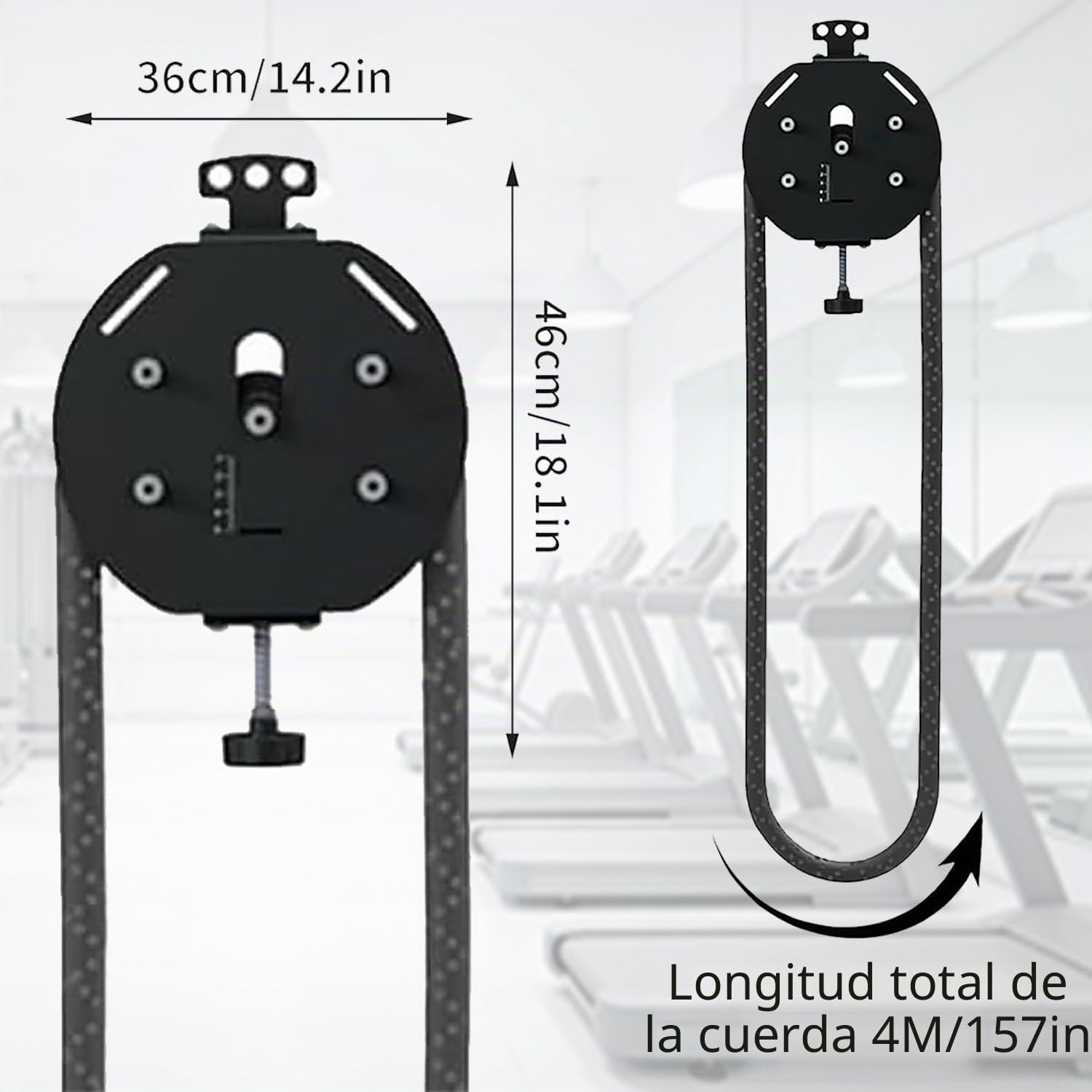 Entrenador de Poleas Sistema Cable-Polea Resistencia Ajustable Entrenador de Cuerda Infinita Máquina Cuerda Sin Fin Poleas Suspensión Equipo de Entrenamiento FíSico La Espalda