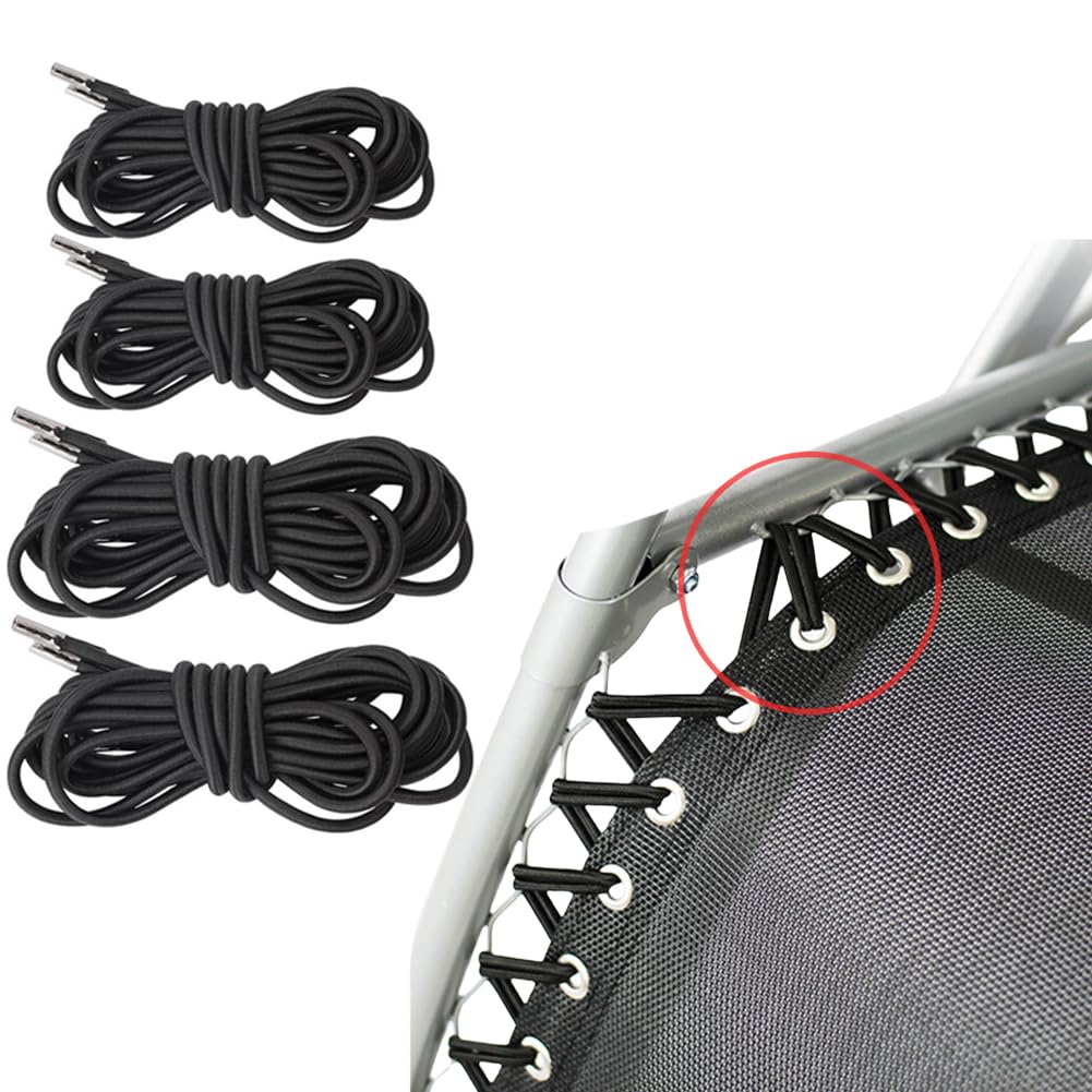 VASANA 4Pcs Black Zero Gravity Chair Replacement Cord Universal Elastic Repair Cord Ties Kit Gravity Recliner Repair Tool for Sun Loungers Folding Chairs Bungee Chairs