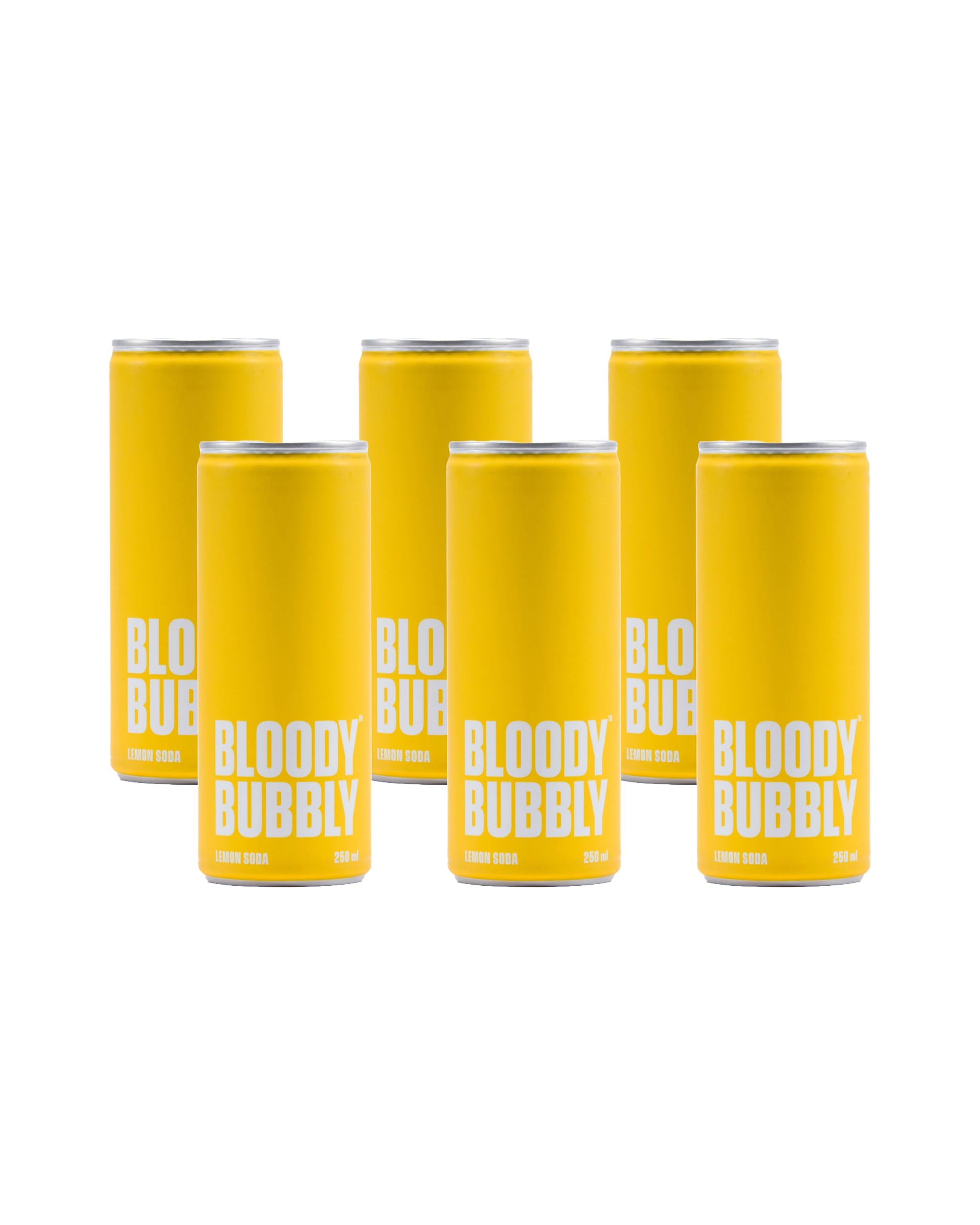 BLOODY BUBBLY LEMON SODA | Naturally Flavoured Soda | 44 Cal Per Can | No Added Artificial Flavours, Colours & Preservatives (250ml Each)