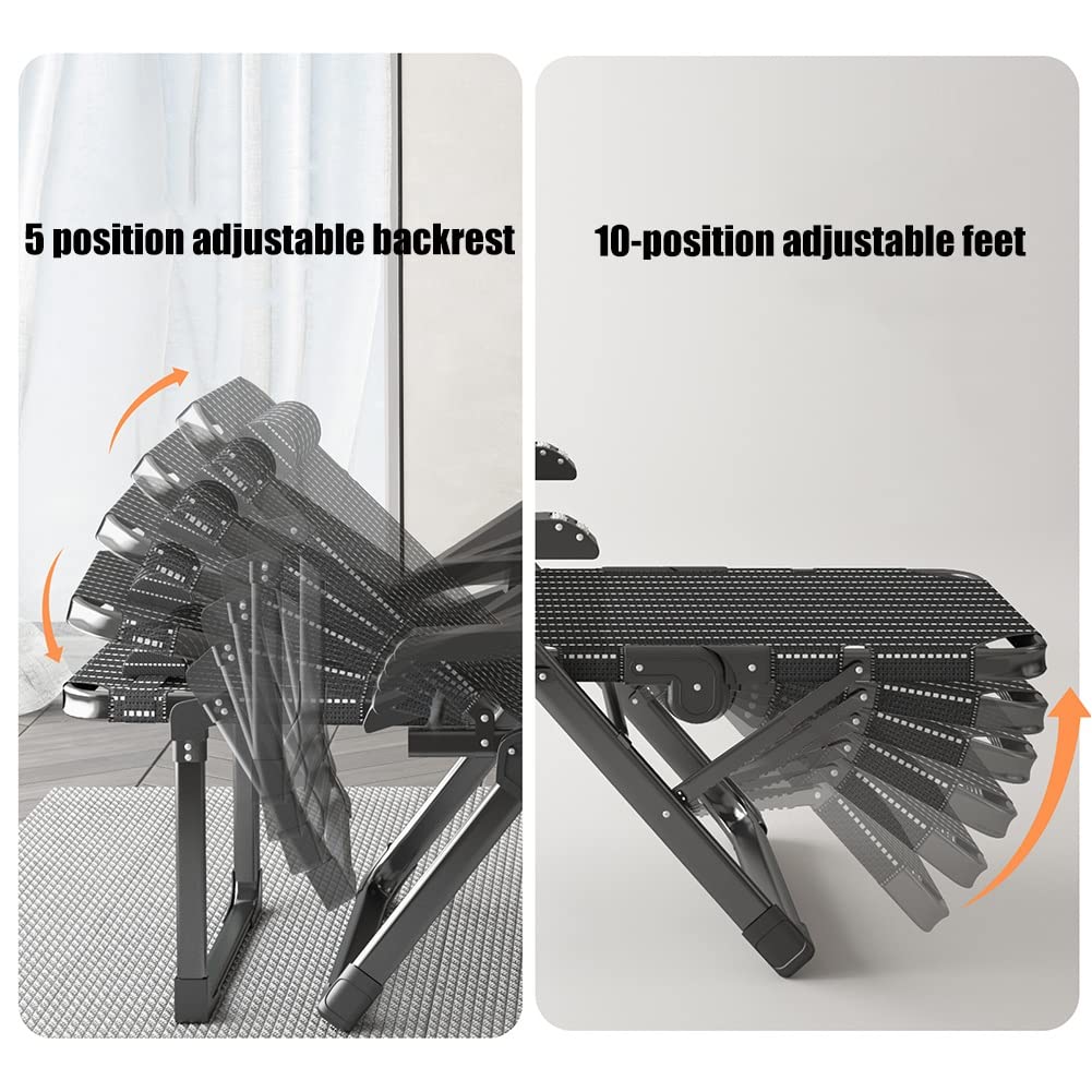Fauteuil inclinable à gravité zéro – Fauteuil inclinable réglable avec Coussin et accoudoir massant, lit de Camp extérieur pour Piscine, Jardin et Plage, supporte 150 kg, Cadre en Acier dura