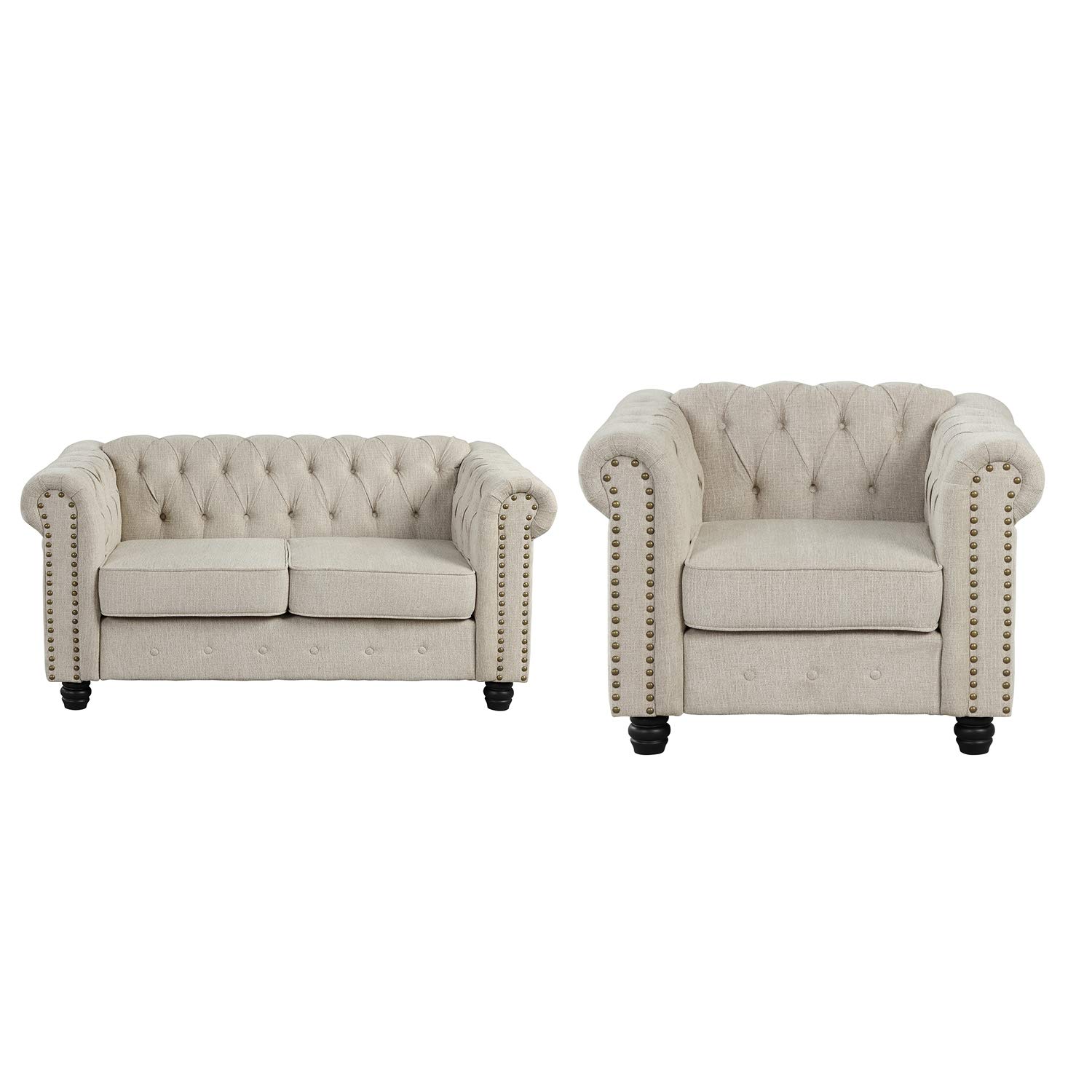 Morden Fort Couches for Living Room, Sofas for Living Room Furniture Sets, Chair and Loveseat 2 Piec