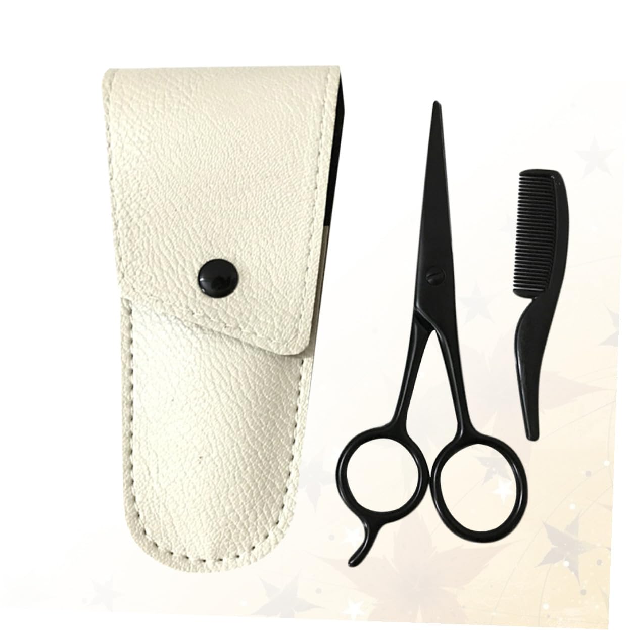 Juego de 3 Tijeras para Bigote y Vello Facial de Acero Inoxidable Negro Peine Pequeño Antióxido para Cuidado Profesional en Barberías y Uso Doméstico
