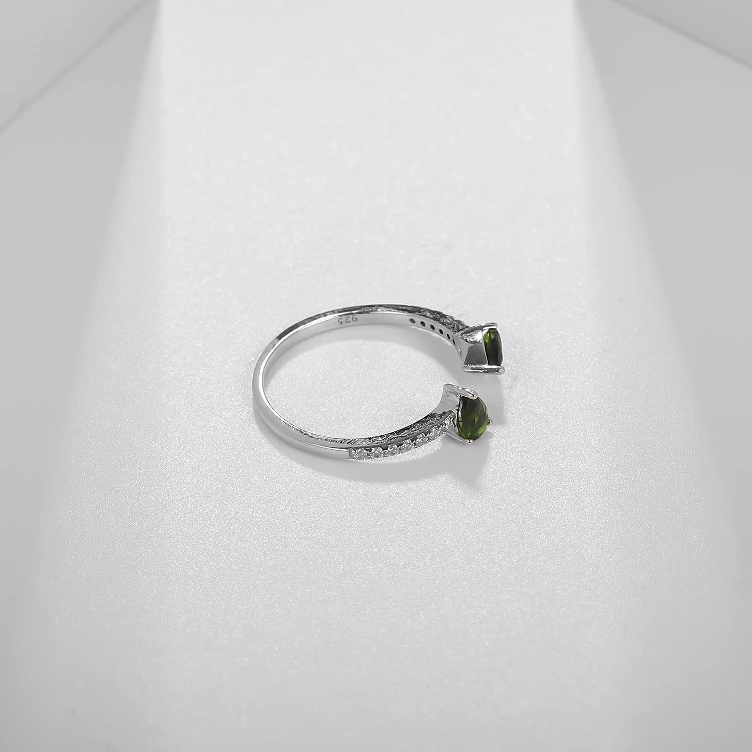 WXKAGF Anillos de Plata de Ley 925 para Mujer, Piedras Preciosas Naturales, Anillo Ajustable Abierto, Anillo de Boda, Anillo apilable de eternidad