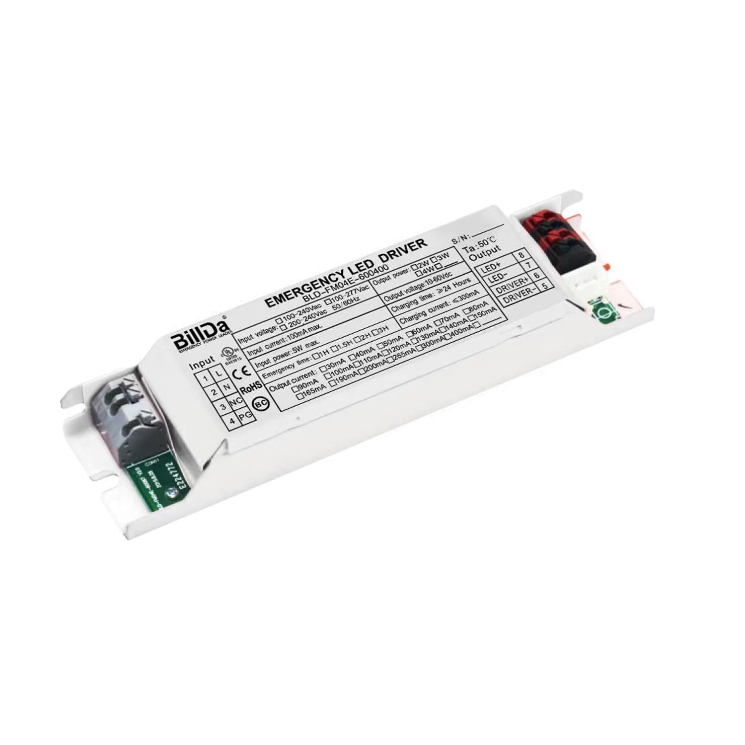 Diodesy- Emergency LED Driver Backup Battery 120-277 Volts 4W 24Hrs Charging Time Fit for LED Troffer Panel Linear Tubes Commercial Fixtures