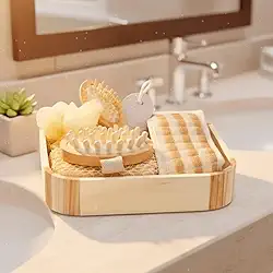 Kit Banho Spa Madeira Relaxante Massagem Revigora Esfoliação Uso Diário Essencial no Banho Leve na Viagem e Presente