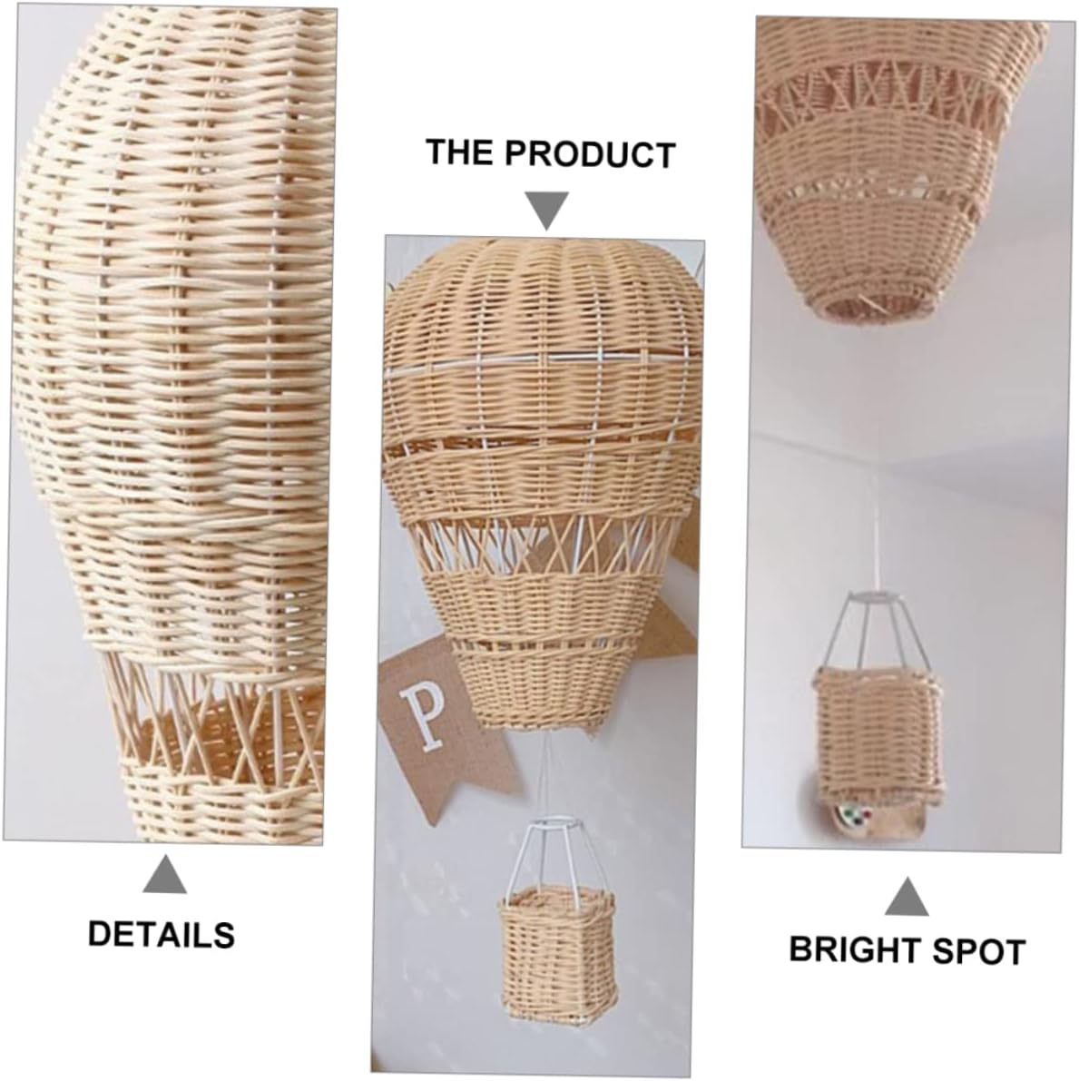 Cabilock 1pc Rattan Hot Air Balloon Photo Prop for Boys and Girls Rooms Weddings and Parties Cozy Home Decoration Unique Handmade Design for Celebrations and Photography