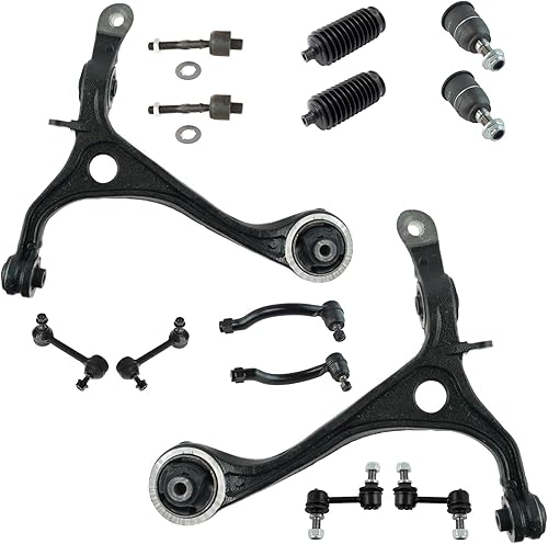 TRQ Kit de dirección y suspensión delantero y trasero, rótula, brazo de control, cremallera de dirección y piñón, fuelle, barra estabilizadora,