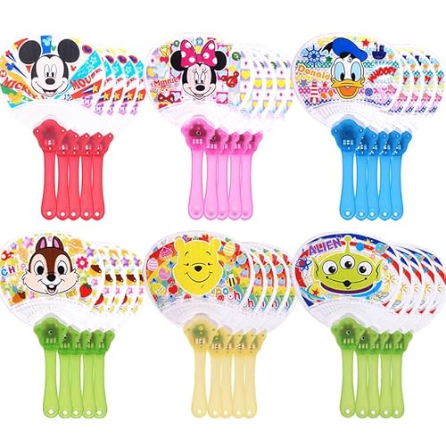 うちわ ディ ズ ニ ー キャラクター 光るうちわ 全6種類 ×各5本 合計30本セット (大容量 お祭り 縁日 大規模 イベント 販売促進 向け) 電池内蔵 光る うちわ 夏休み 涼しい 夏 ディ ズ ニー キャラクター デザイン ごほうび プレゼント