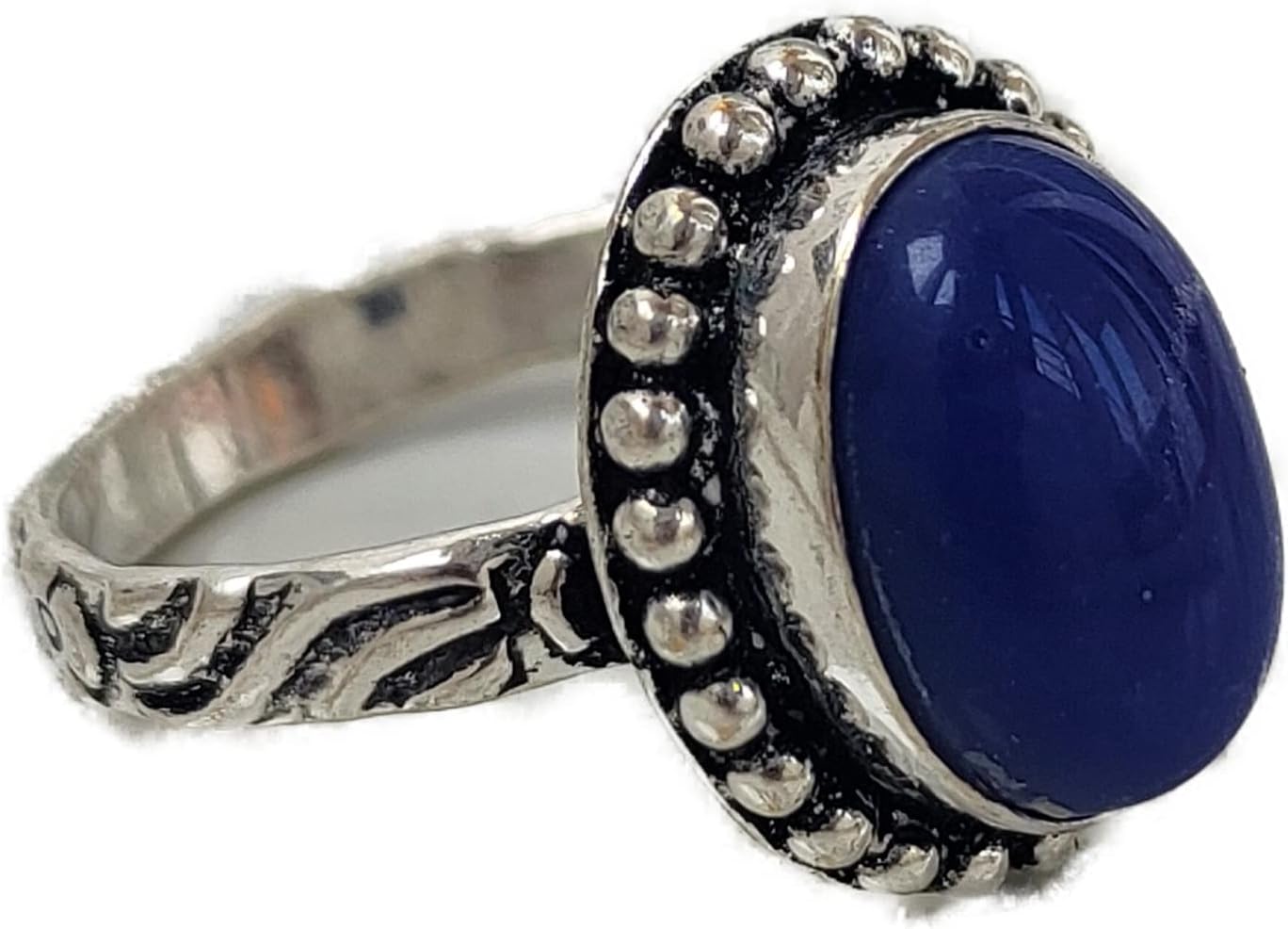 Lapis Lazuli Ring, Blue Stone Ring, Oval Stone Ring, Artisan Design Ring, Blue Ring, Summer Day Gift, Gift For Women, Vintage ring, Wide Band Ring, Healing Crystal Ring, Lapis Jewelry
