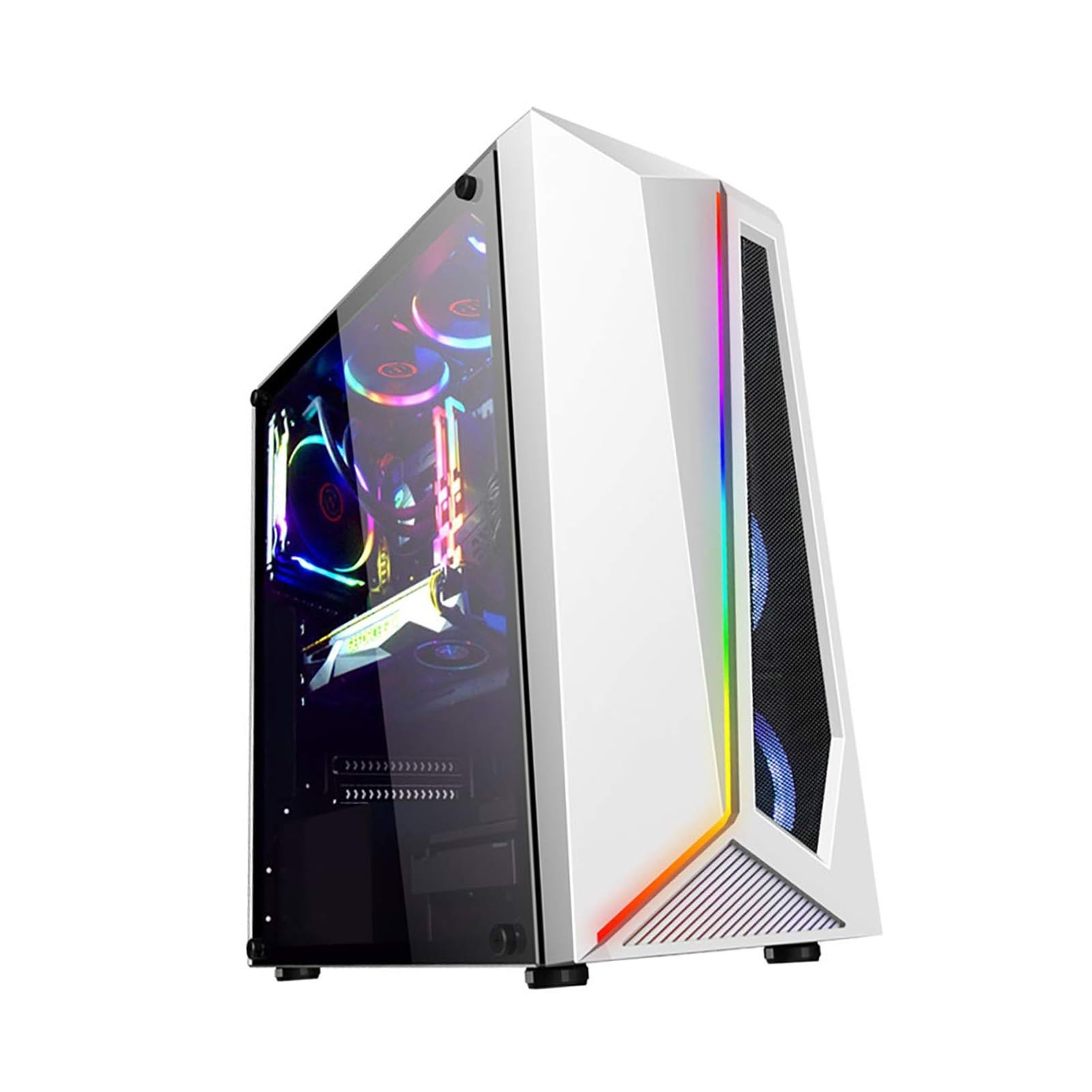 Obudowa komputera, Obudowa do gier PC, Obsługuje formaty ATX/M-ATX/ITX, 6 wentylatorów, Obsługuje chłodzenie wodne, Pasek świetlny RGB z przodu, Nadaje się do gier biurowych (Size : White)