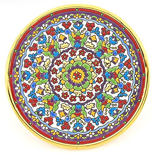 Plato decorativo de cerámica de 21cm para colgar y solucionar paredes vacías con oro 2