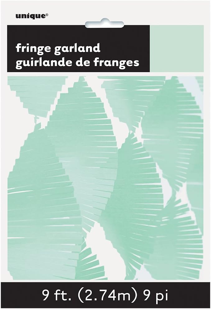 Elegant Mint Green Tissue Fringe Garland - 9 ft. (1 Pc.) - Premium Paper, Stunning & Versatile Decor - Ideal for Any Events