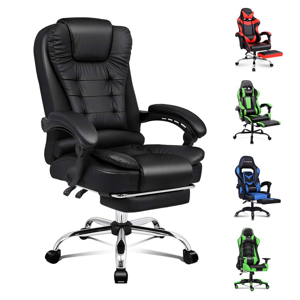 Alfordson Executive Office Chair High Back Ergonomic Computer Gaming Desk Chair With Footrest Pu Leather Video Game Chairs Black Amazon Com Au Home