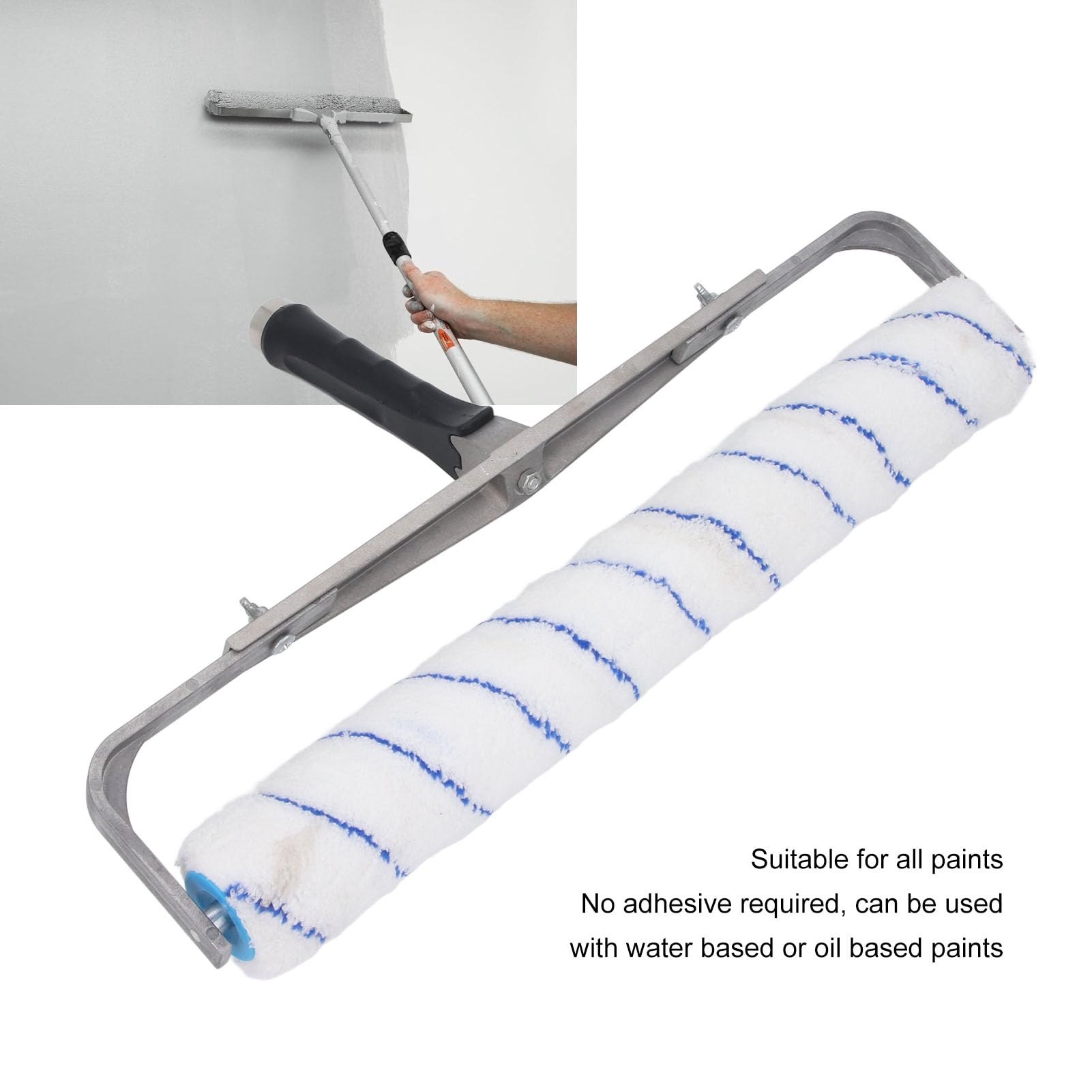 SIXRUN Rullo di Vernice da 18 Pollici, Cornice in Alluminio, Copertura Rapida, Compatibile con Tutte le Vernici, Maniglia Ergonomica, Rullo di Vernice con Cover a Rulli per la Pittura