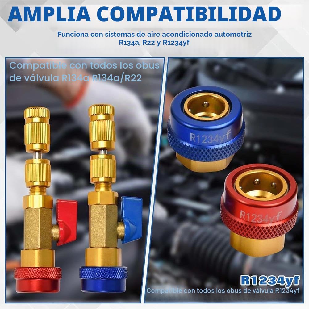 R134A R1234YF Herramienta de núcleo de válvula, herramienta de extracción de núcleo de válvula de CA, R134a R1234yf R22 Kit de herramientas de instalación para sistemas de aire acondicionado