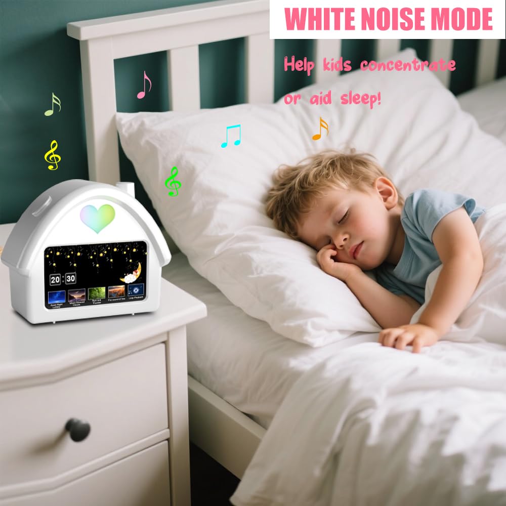 Reloj despertador digital con pantalla HD de 4.3 pulgadas, calendario, cuenta regresiva, iluminación ambiental, función de ruido blanco, perfecto para niños con control remoto y función de
