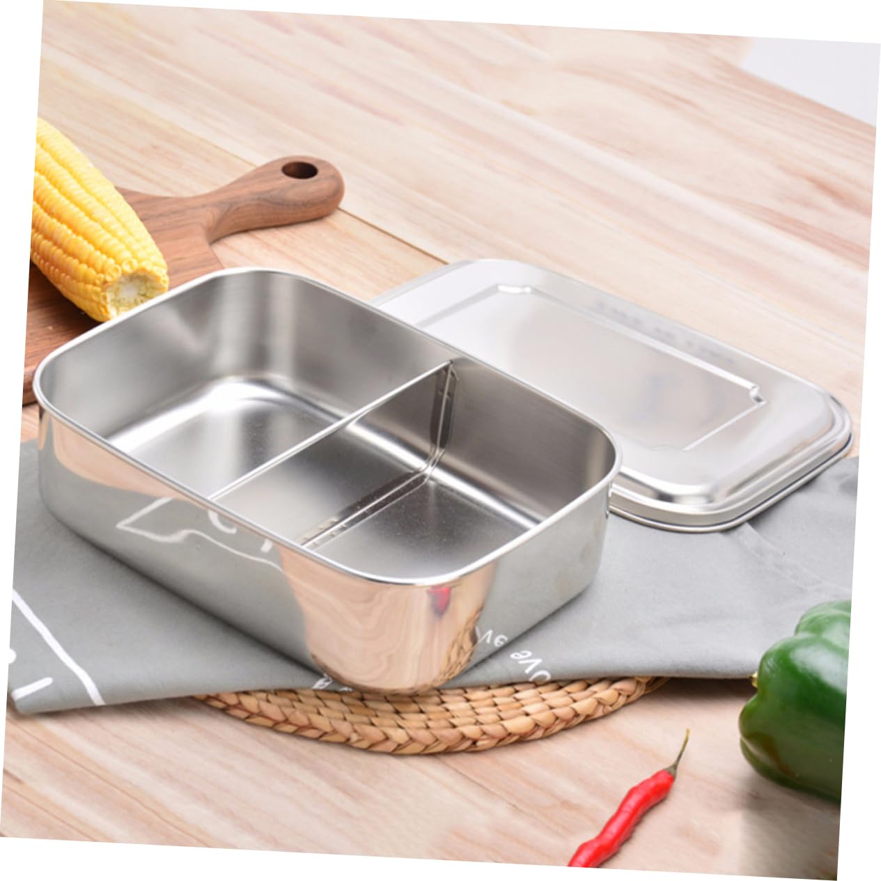 IMIKEYA Boîte à Lunch en Acier Inoxydable à 3 Compartiments Boîtes à Collation Bento Stockage Des Aliments Alimentation Saine Lavable Lave-vaisselle