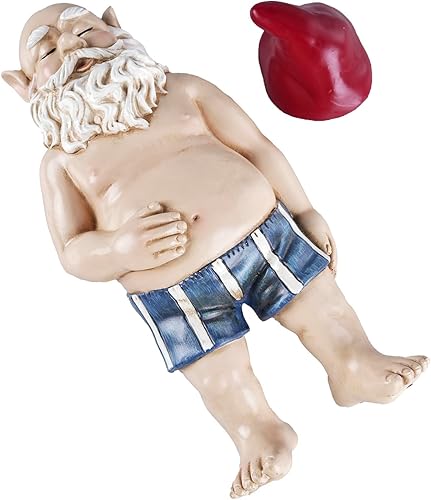 Miniatura 4 de Divertida estatua de gnomo de jardín para tomar el sol, gnomo de césped, gnomo hilarante, gnomo relajante, bonita decoración de jardín