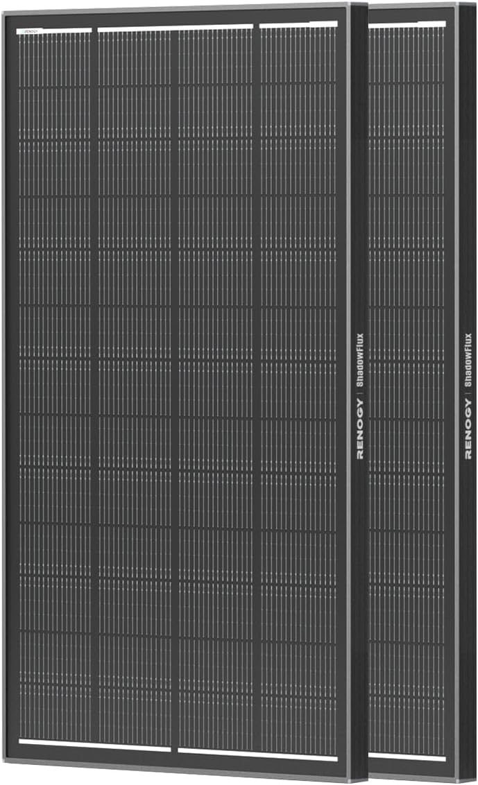 Renogy 240 Watt ShadowFlux Anti-Shading Solar Panel N-Type, 2PCS 120W Solar Panels 12 Volt 16BB, 25% High-Efficiency PV Module for RV Marine Rooftop Farm Battery,Black