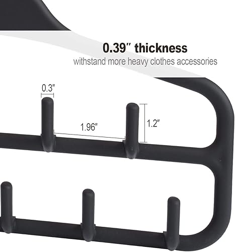 Miniatura 5 de ELONG HOME Percha para cinturón, soporte de corbata para armario, organizador de cinturón resistente con giro de 360 grados, 11 ganchos grandes