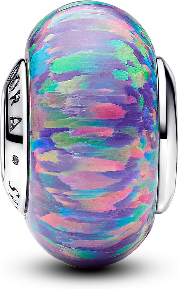 Pandora Moments 791691C05 Breloque Lumineuse en Argent Sterling pour Bracelets Moments Violet, Taille Unique, Argent Sterling, Opale