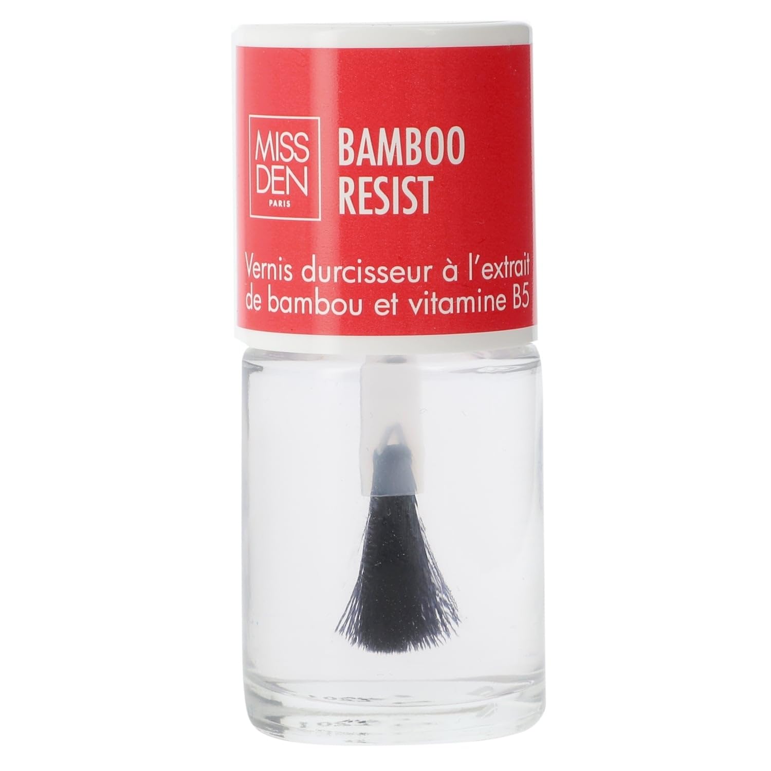 MISS DEN Vernis à Ongles Transparent Fortifiant Bambou Resist — Soin Durcisseur Glossy avec Extrait de Bambou et Vitamine B5, 10 ml - Lot de 3