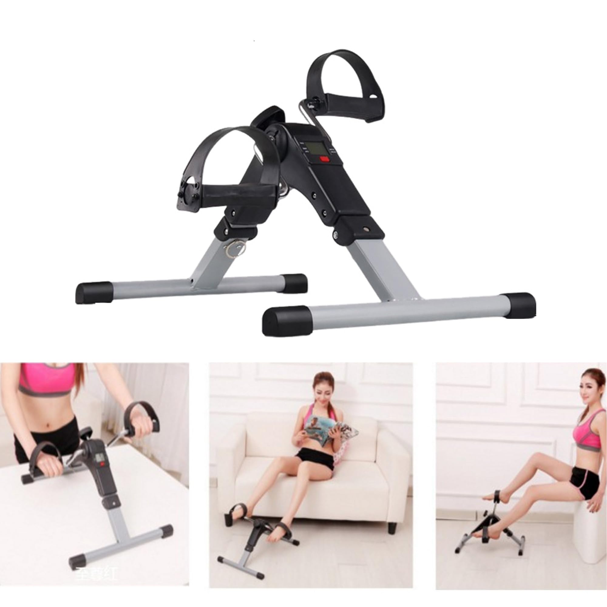 Mini Klappbar Bike, Pedaltrainer Mini-Heimtrainer Fahrrad, Minifahrrad Bewegungstrainer Fitnessgerät für Zuhause Büro, Heimtrainer Fitnessgerät mit Einstellbarer Widerstand, Pedal-Ausbilder