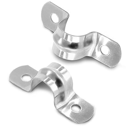 Piutouyar 25 Pack 25MM Two Hole Strap U Bracket 304 Stainless Steel Rigid Pipe Strap Clamp Heavy Duty Tube Strap Tension Clip (1 Inch)