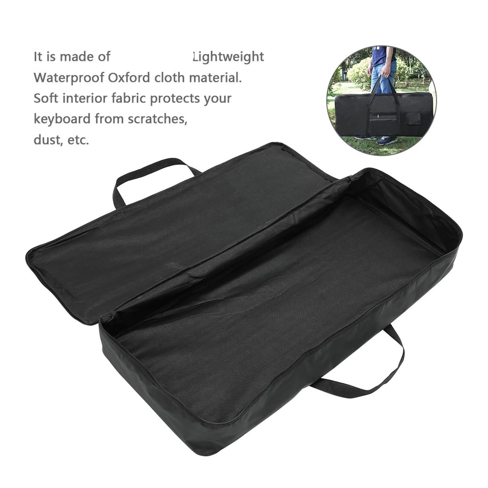 Borsa per Tastiera Borsa for tastiera a 61 tasti Strumento in nylon più spesso for a Custodia impermeabile for pianoforte elettronico for viaggi all'aperto a casa(Black 2PCS)