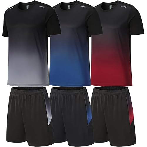 BOOMCOOL Gym Clothes workout shorts and long sleeve shirts for men running dry fit athletic outfits sets 6 pack