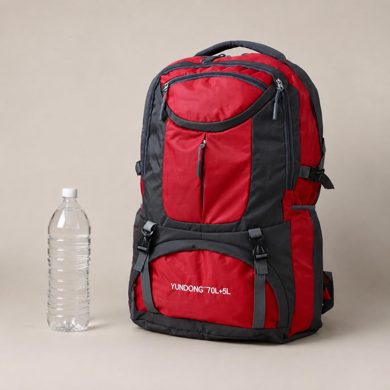Zaino da Viaggio Rosso, Zaino Trekking Montagna Unisex Traspirante, per Escursioni e Sport Outdoor, in Tessuto Resistente, 75L