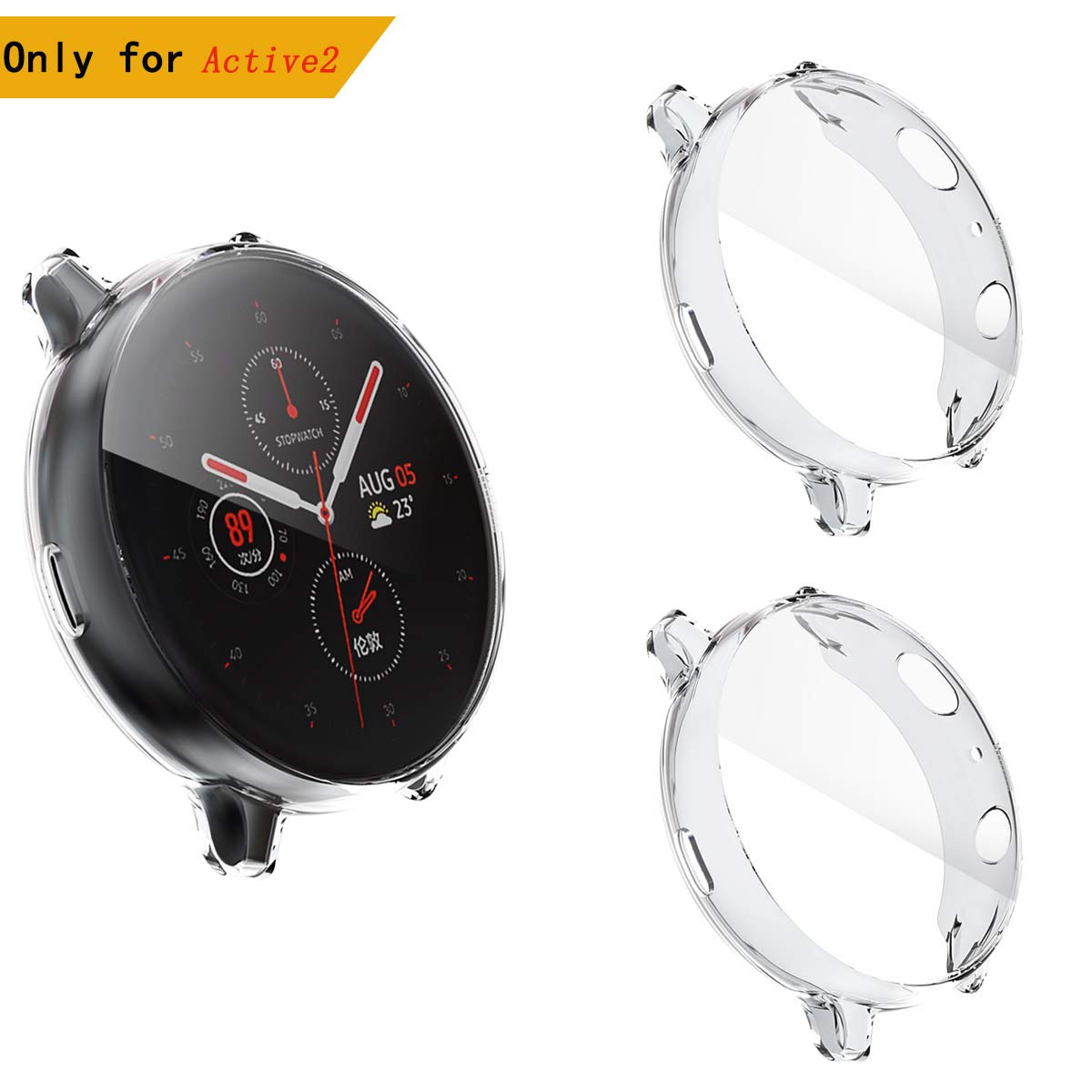 2 Pack Fvlerz For Samsung Galaxy Watch Active 2 Screen Protector 44mm All Around Tpu Anti Scratch Case Soft Protective Bumper Cover For Samsung Galaxy Watch Active 2 Smartwatch Clear Clear 44mm Buy Online In