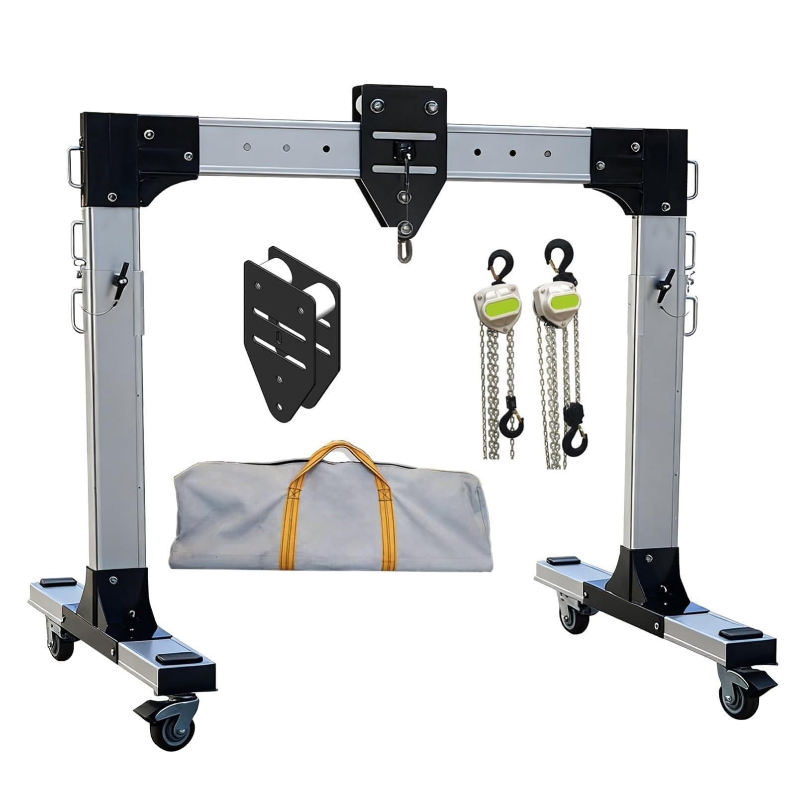 Tragbarer mobiler Aluminium-Portalkran, 2000 kg Kapazität, verstellbare Höhe 8,7–13,6 Fuß & Spannweite 2,4–4,6 m, für Werkstatt, Garage, Ladestation
